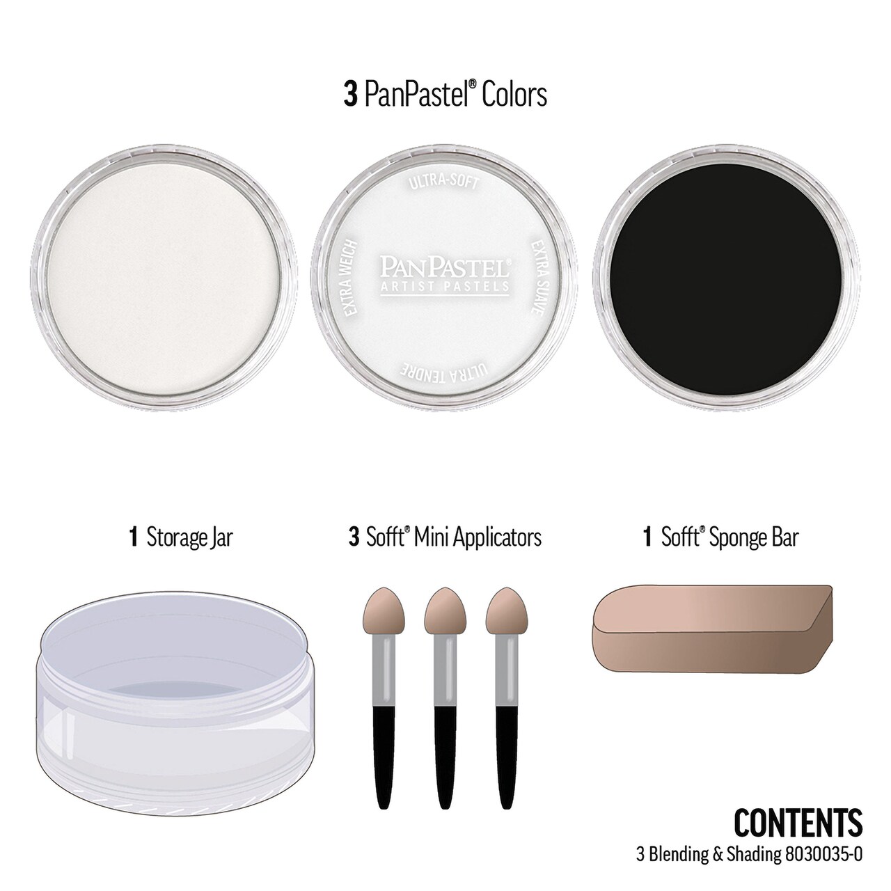 PanPastel Artists' Painting Pastels Set - Blending and Shading, Set of 3